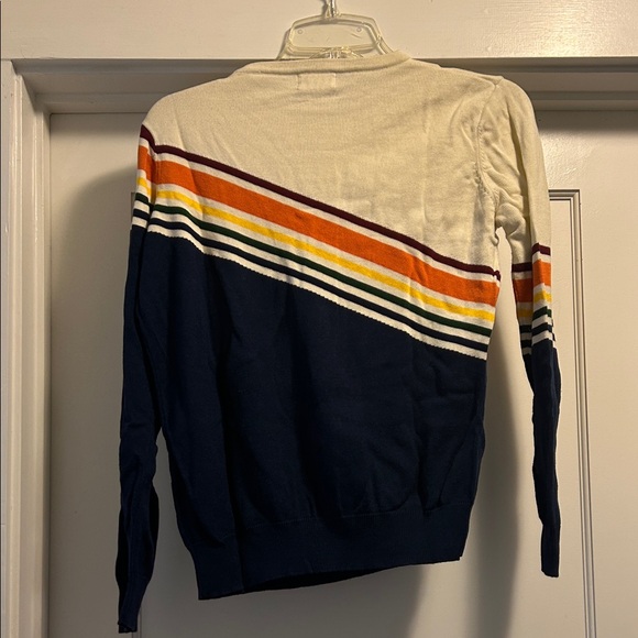 Sugarhill Brighton Navy & Cream Women’s Crewneck Sweater with Stripes, Size 6 - Picture 3 of 5